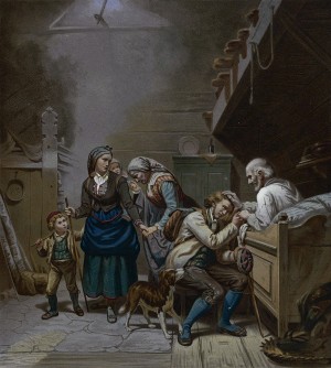 An old father blessing his family